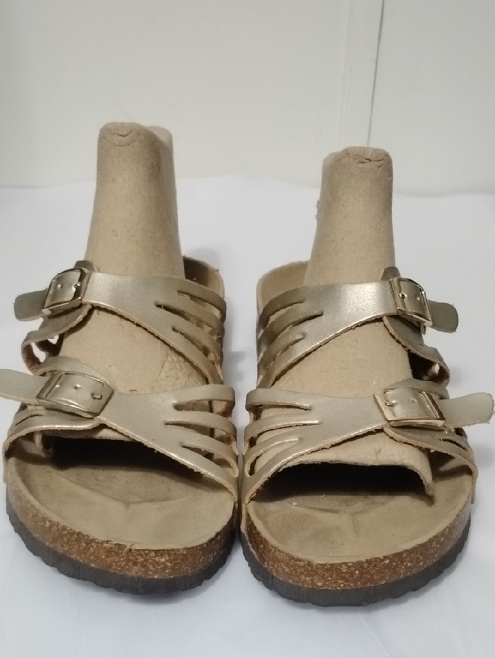 Outwoods Metallic Gold Buckle‎ Slide Sandals